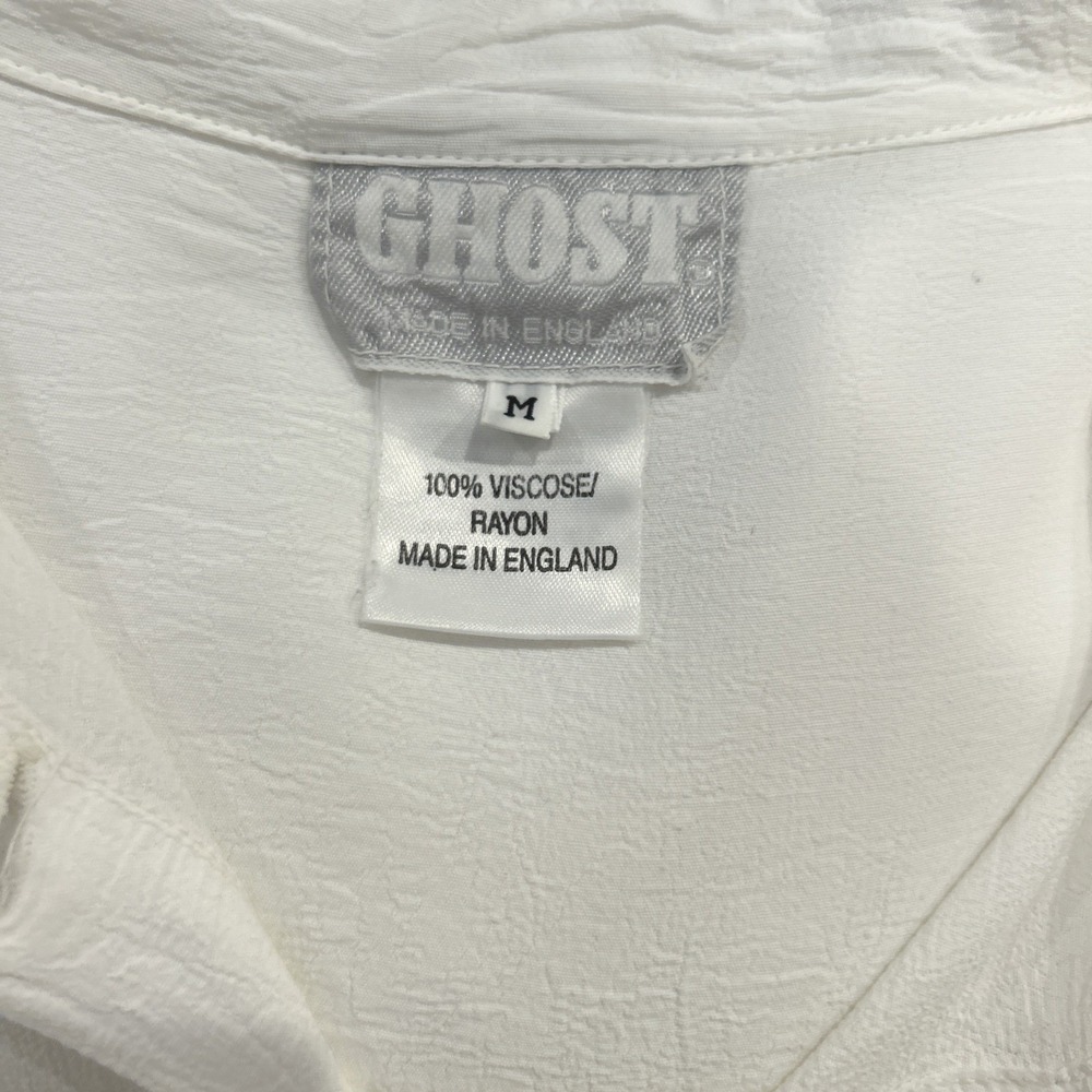 Vtg Ghost Button Down Blouse Top Women Medium White Cutwork 90s Edwardian UK - Picture 7 of 8